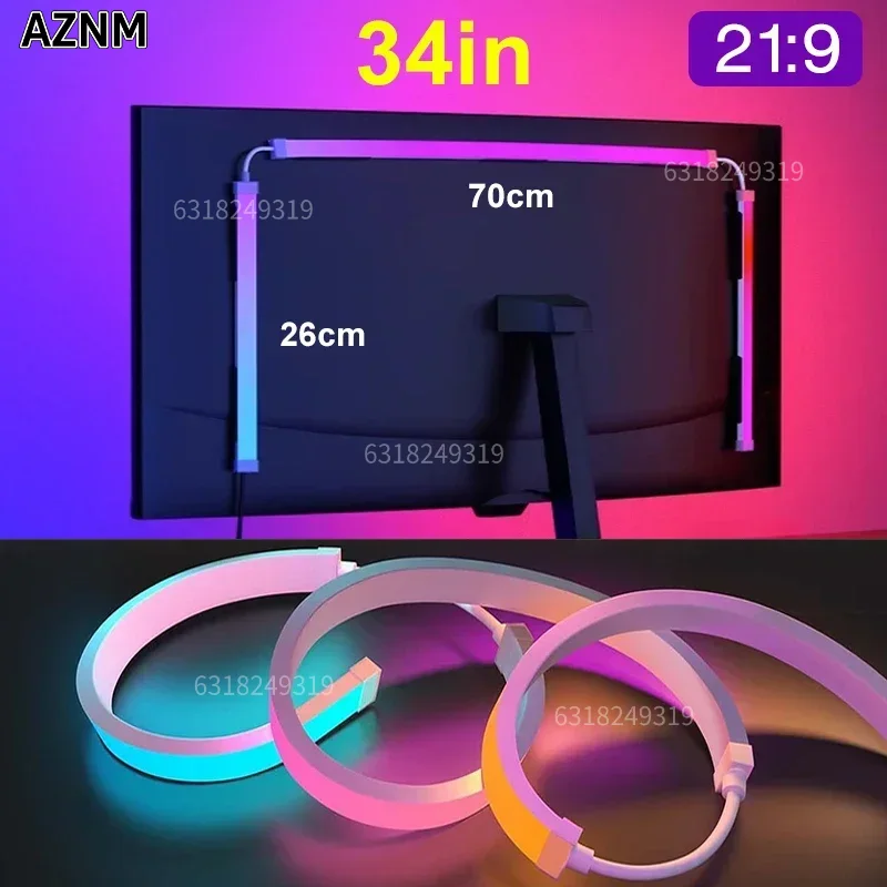 Bande lumineuse LED pour écran PC, affichage ambiant intelligent, synchronisation, moniteur d'ordinateur, rétro-éclairage, couleur rvb, bricolage, jeu, atmosphère de vacances, lampe de décoration