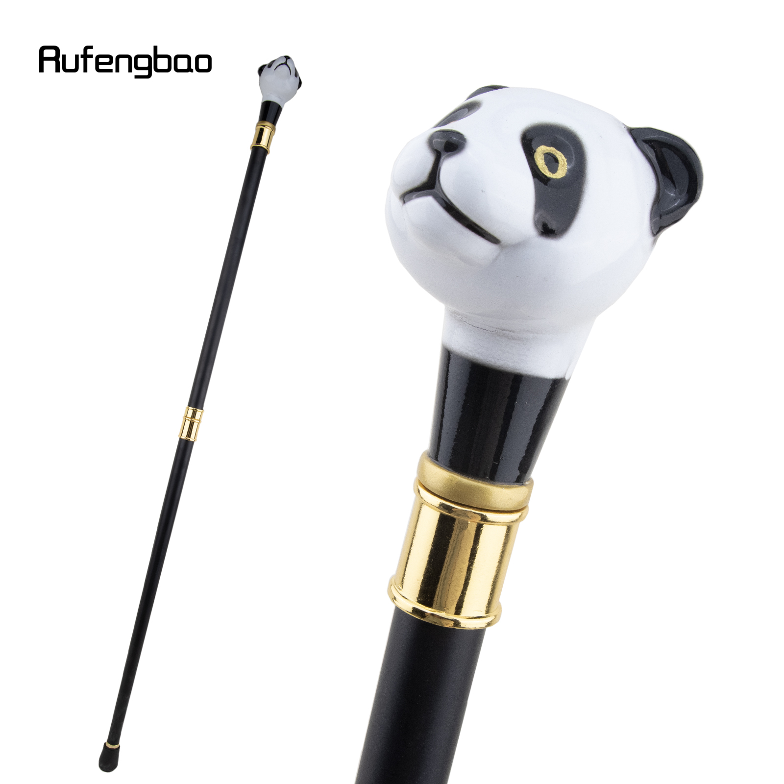 Bastón de Panda blanco y negro para caminar, bastón decorativo de moda, caballero elegante, perilla de bastón de Cosplay, Crosier 93cm