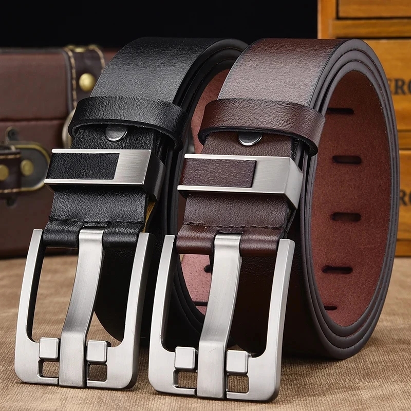 Prawdziwa skóra dla mężczyzn Wysokiej jakości dżinsy z klamrą Cowskin Casual Belts Biznesowy kowbojski pasek Męski projektant mody 2024Nowość