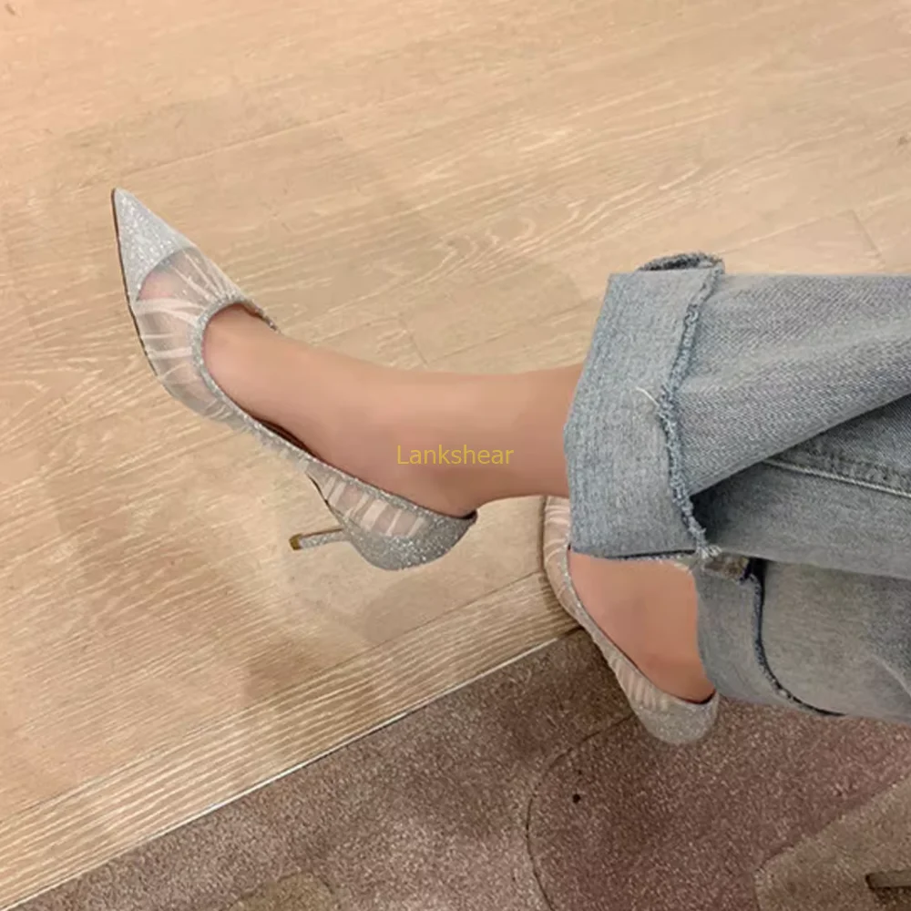 Escarpins Patchwork transparents en cristal, chaussures modernes à bout pointu et talon fin, à enfiler, à la mode, nouvel arrivage