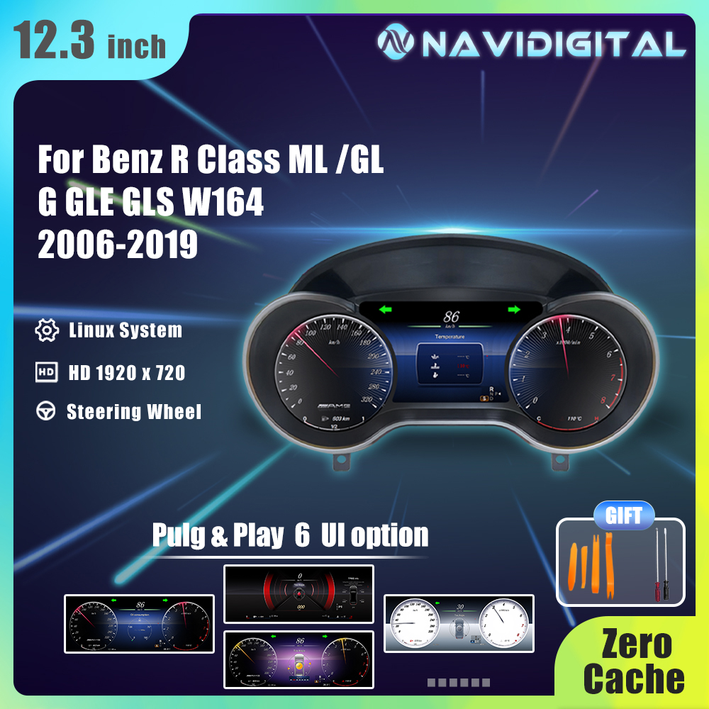 Panel Instrumen Digital LCD Navidigital 12.3'' untuk Benz R Class ML GL G GLE GLS W164 W166 W463 Tahun 2006-2019