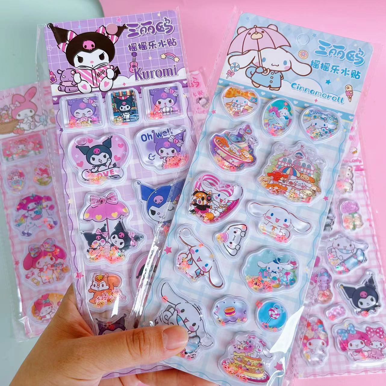 Naklejki Anime Hello Kitty do Dekoracji Notatnika, Dziennika, Kawaii 3D Przezroczyste Naklejki Jelly Shake, Naklejki na Telefon dla Uczniów, Zabawki DIY