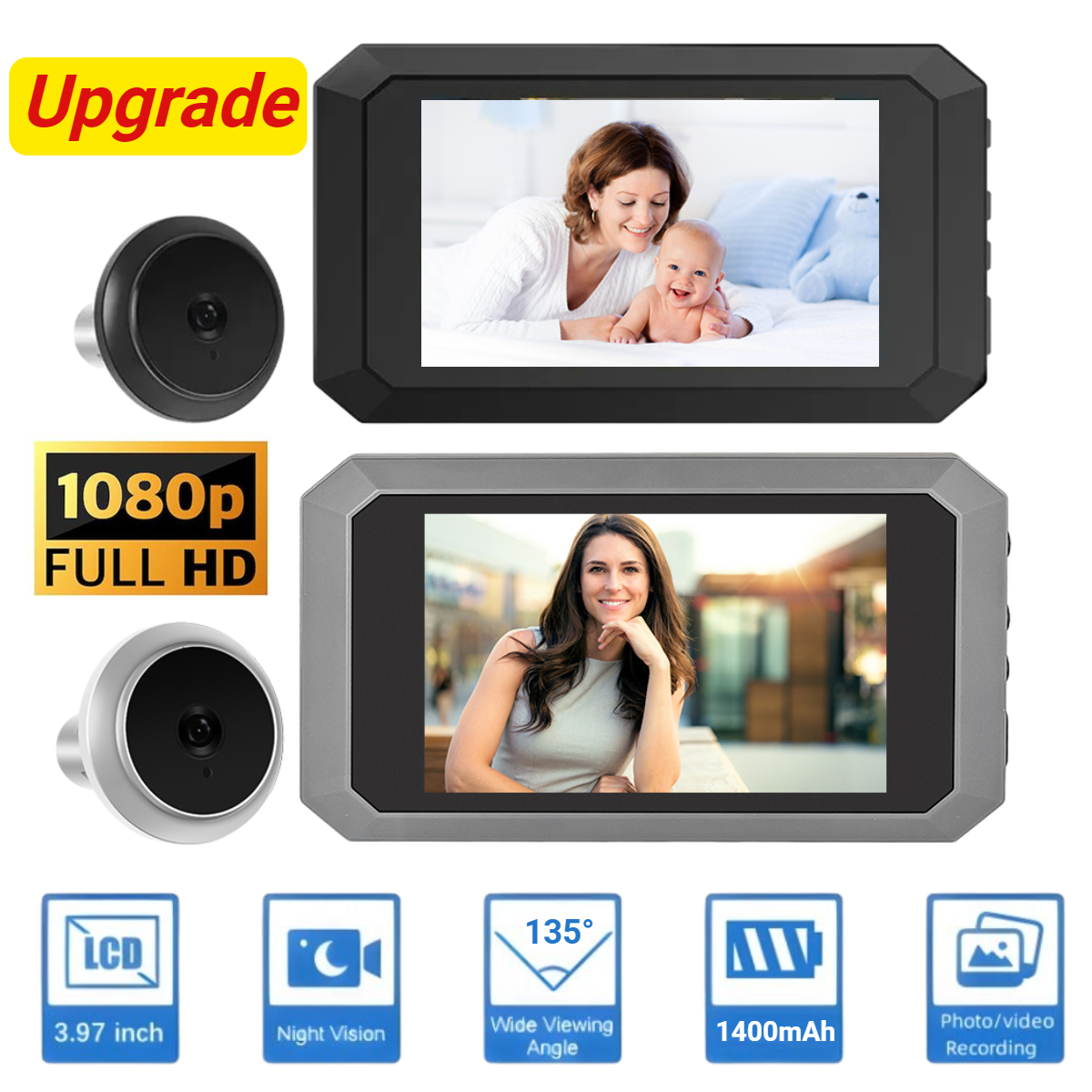 3,97 Zoll Türklingel Guckloch Viewer LCD Digitale Türkamera HD 1080P IR Nachtsicht Cat Eye Türklingel Smart Home Sicherheit Kamera