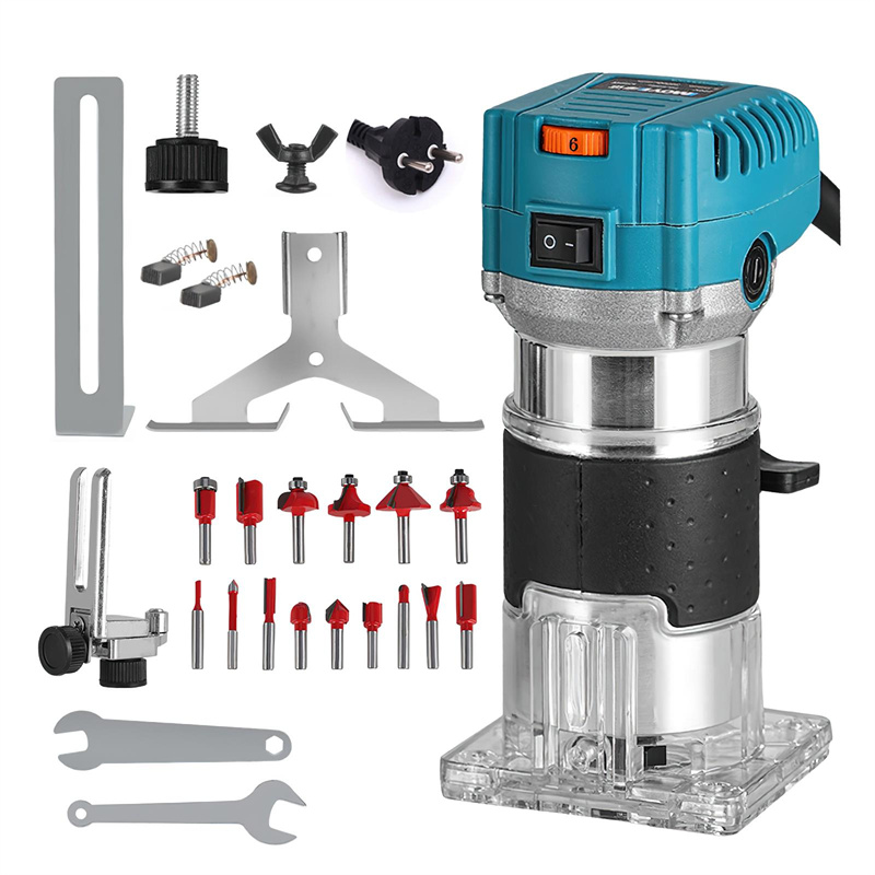Fresadora eléctrica de mano de 2000W y 6.35MM, 30000 RPM, para carpintería, fresado y recorte de bordes de madera, para bricolaje en el hogar