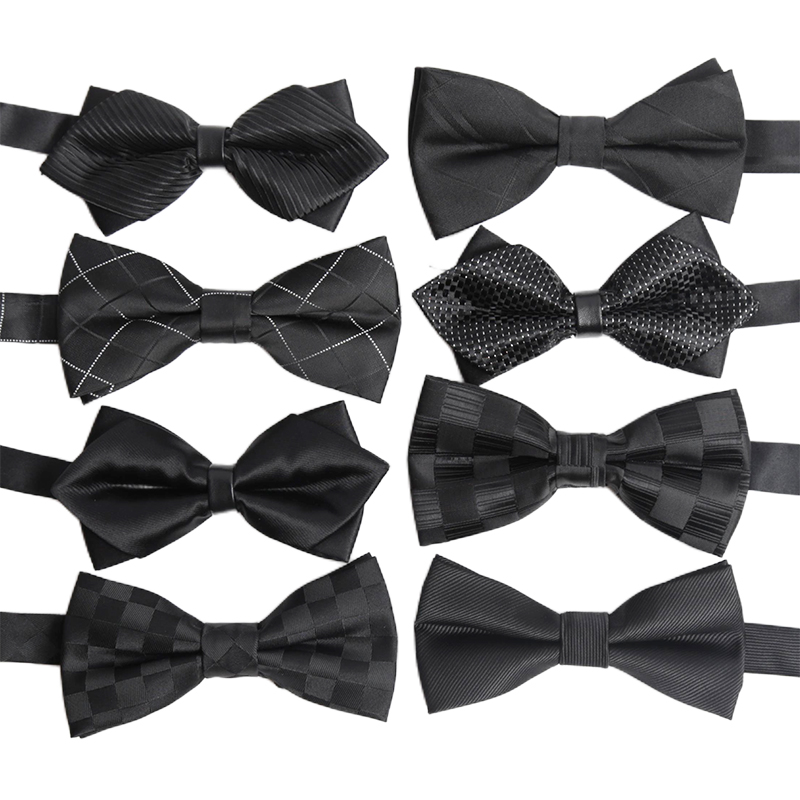New Classic Bow Ties for Men Solid Stripe Black Pearl Bowtie Elegant Mans Bussiness Wedding Party Accessories Butterfly Bow Gift