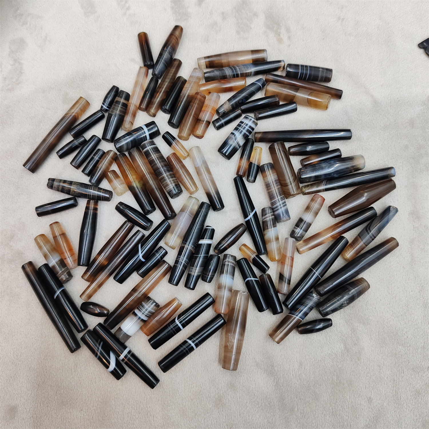 1 buah/lot manik-manik tabung Dzi akik bergaris alami 30mm gelang unik dan indah Aksesori kalung perhiasan gaya etnik taki
