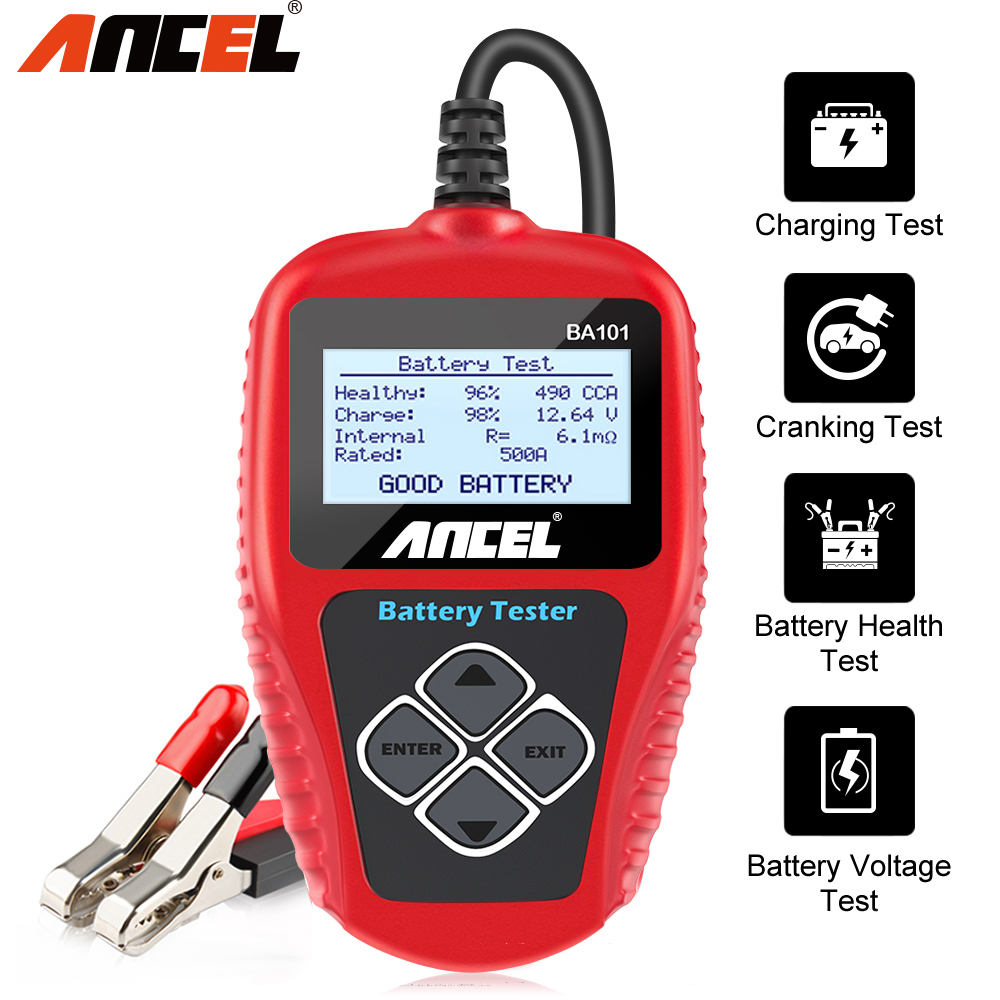 ANCEL BA101 12V 車バッテリーテスターアナライザー自動車バッテリー負荷テスター 100-2000CCA 充電回路負荷診断ツール