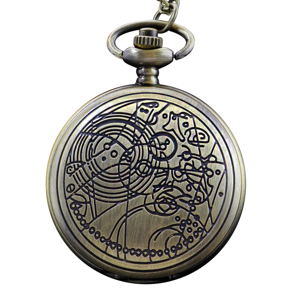 Reloj de bolsillo de cuarzo Doctor Strange con piedras preciosas misteriosas de bronce, collar nostálgico de moda, colgante, regalo para hombres y mujeres