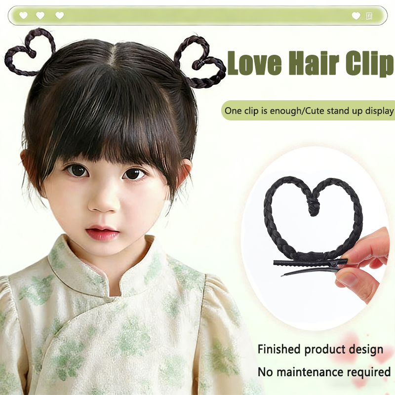 Haaraccessoires voor kinderen, pruiken, hartvormige gevlochten haarclips, haaraccessoires