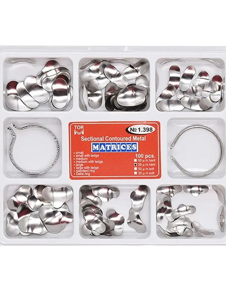 Sistema contorneado de matriz seccional Dental, anillo de separación de sujeción de resina de odontología de Metal, Dental Autoclavable, 100 Uds.