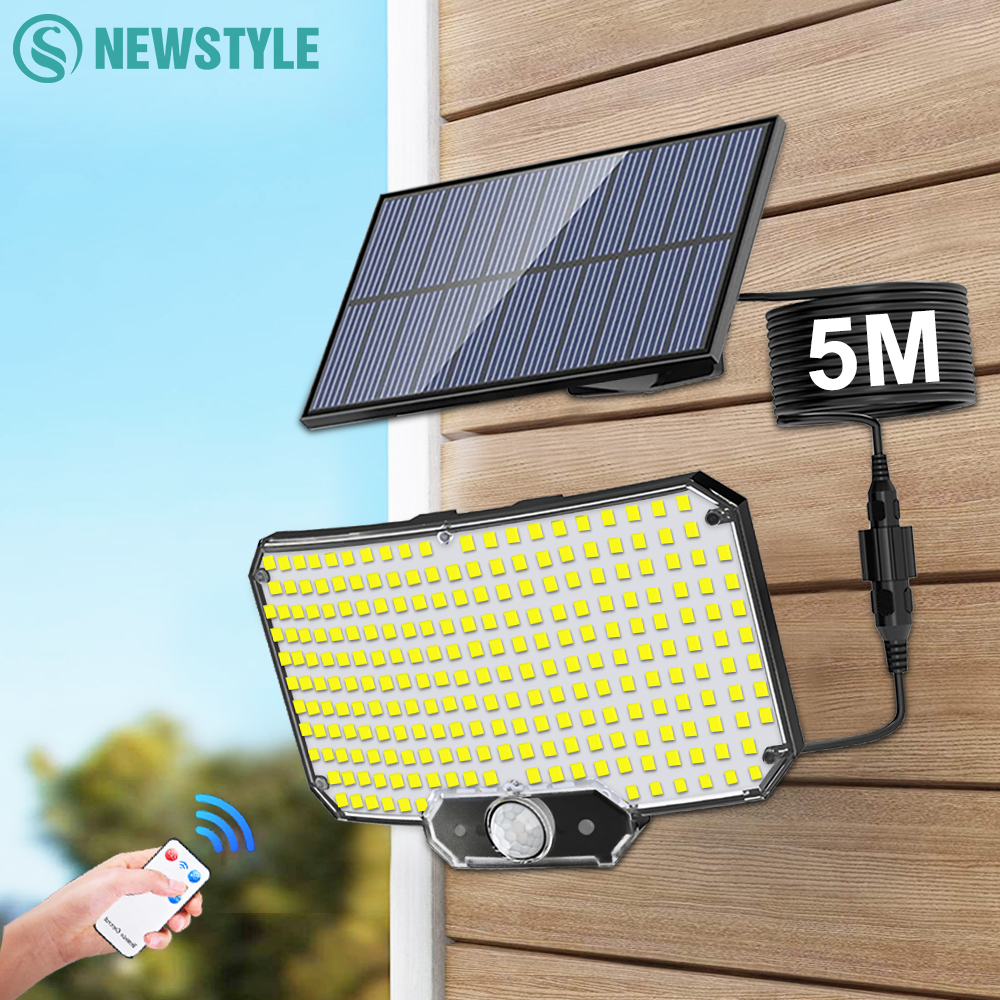 Lampes Solaires à 234 ou 318/348 LED avec 3 Modes de Fonctionnement, Détecteur de Mouvement Super Lumineux, pour l'Extérieur, Étanche IP65, Éclairage de Sécurité Murale pour Cour