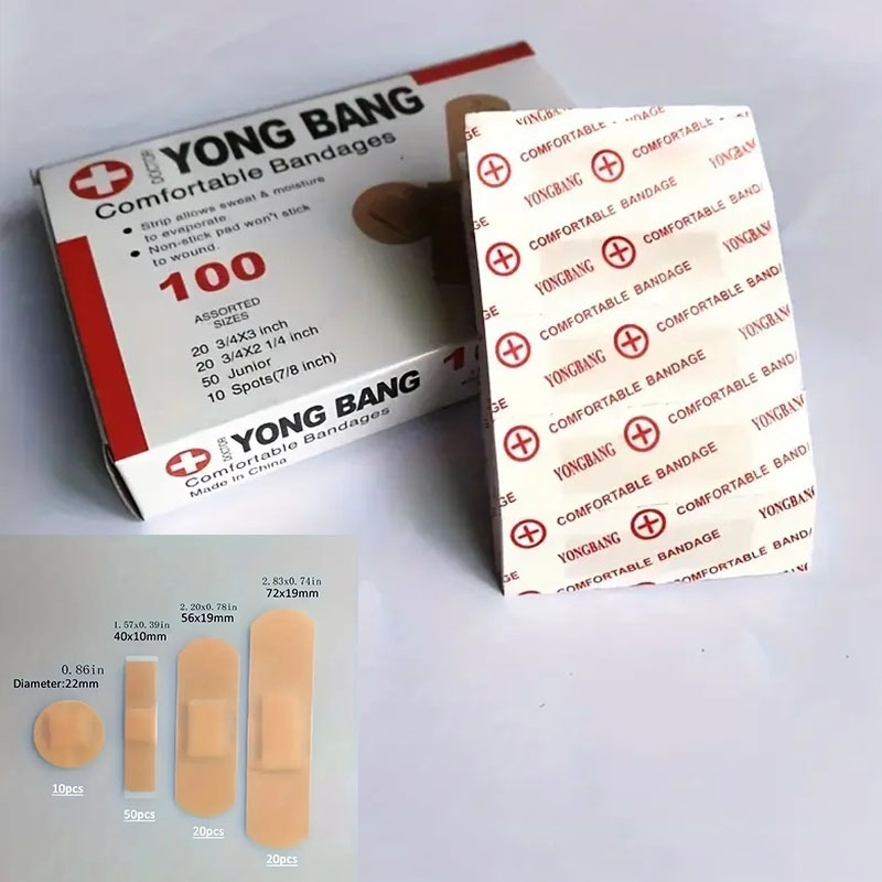 100 Uds. Parche adhesivo médico para heridas: mantiene tus heridas seguras, juego de vendajes de cuatro piezas, parche transpirable para puente nasal, acné P