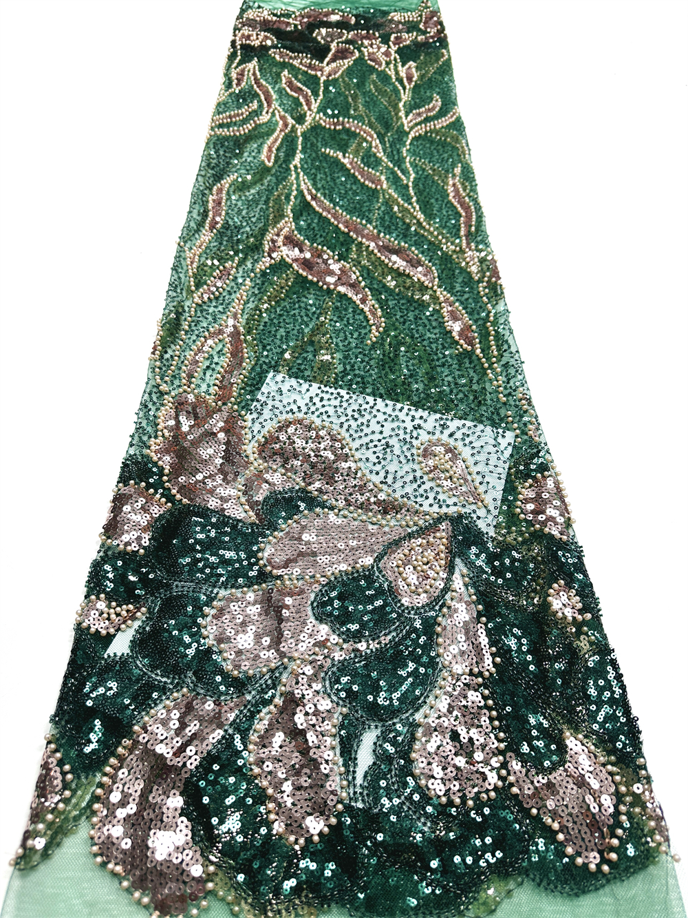 Nigerian Luxury Sequins Net Lace Fabric High Quality African Beaded Lace Fabric French For Women Wedding Party Dress Sewing