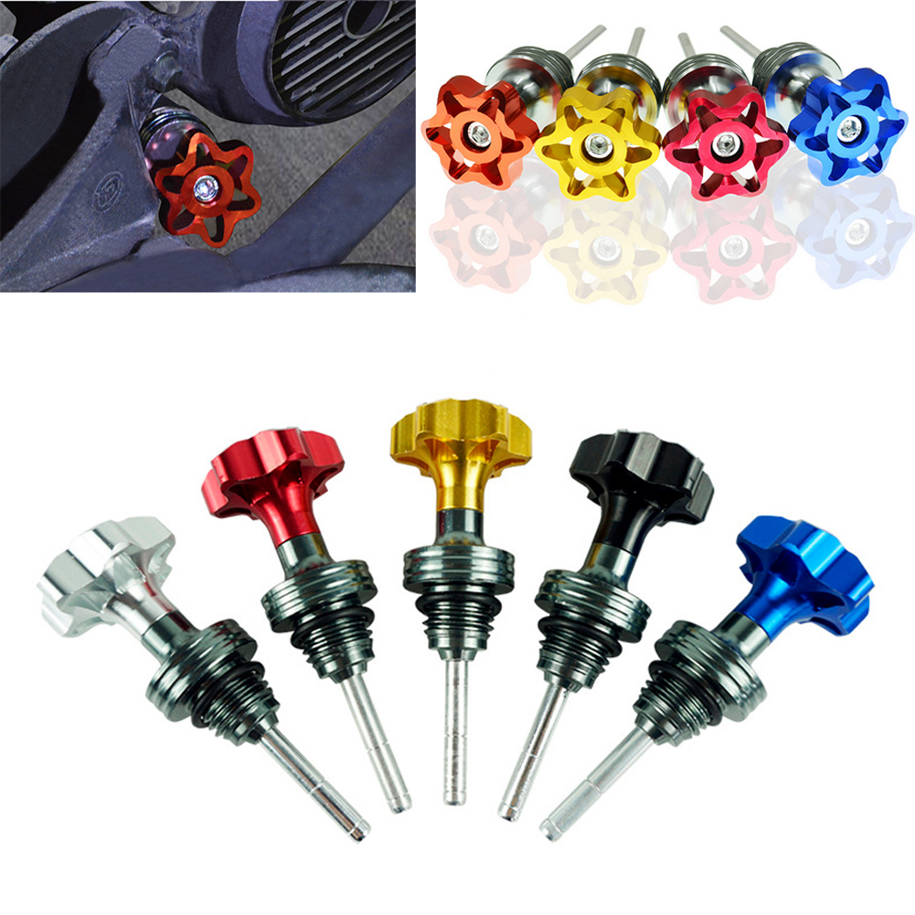 1 stücke Roller Motorrad Motor Ölmessstab Einfüll deckel Stecker Motor Kurbel gehäuse Ölstand anzeige rot blau schwarz Gold Silber Aluminium