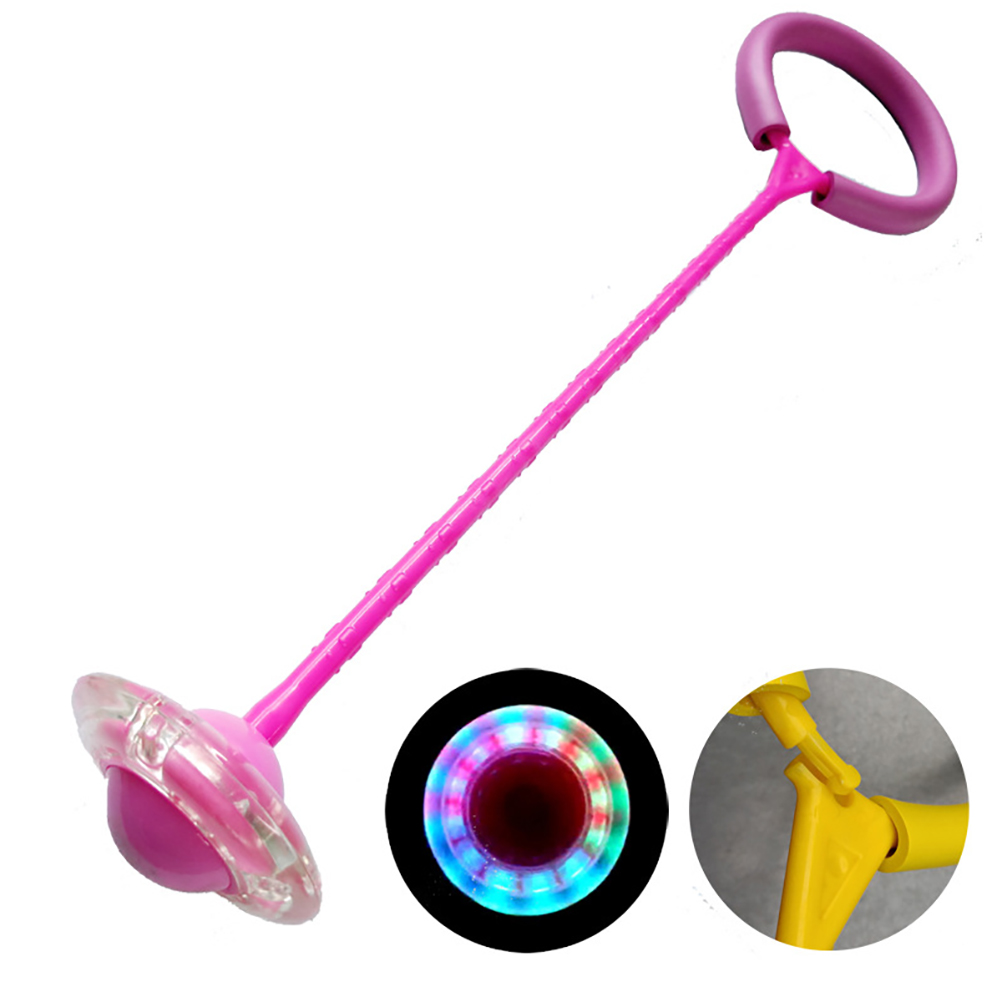 Thickened Anti-Slip Jump Ball for Kids with Colorful Flash Wheels, Soft PVC Ankle Exercise Toy for Boys/Girls (Pink)