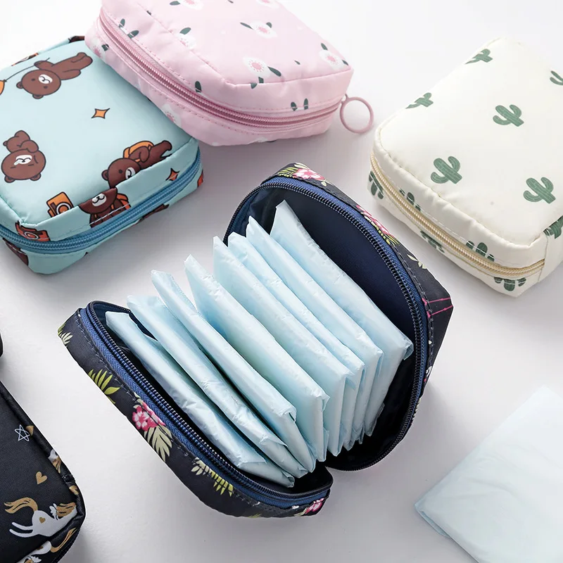 Damen Damen binde Tampon Aufbewahrung tasche tragbare wasserdichte Organizer Beutel Cartoon Muster Damen binde Tasche