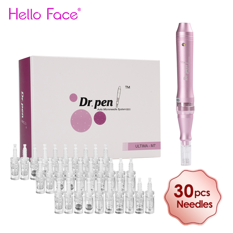 ปากกาแต้มสิวไร้สาย dr.pen M7 W ของแท้พร้อมตลับเข็ม32ตลับหมึกเข็มขนาดเล็กเพื่อการรักษาผมร่วงต่อต้านริ้วรอย