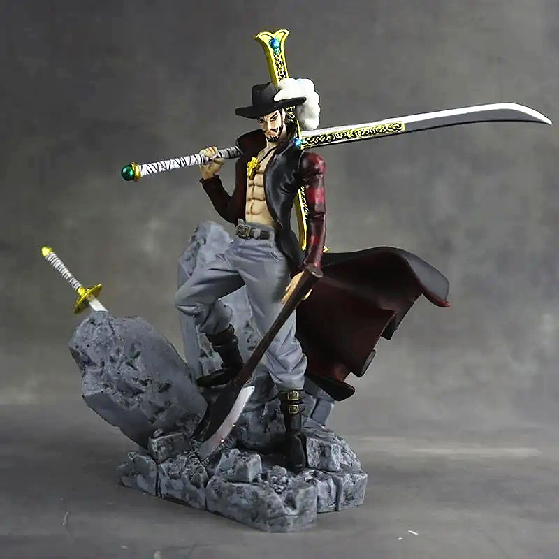 Uma peça anime figura a batalha sobre a cúpula dracule mihawk figura de ação modelo figma estátua coleção brinquedo desktop decoratio