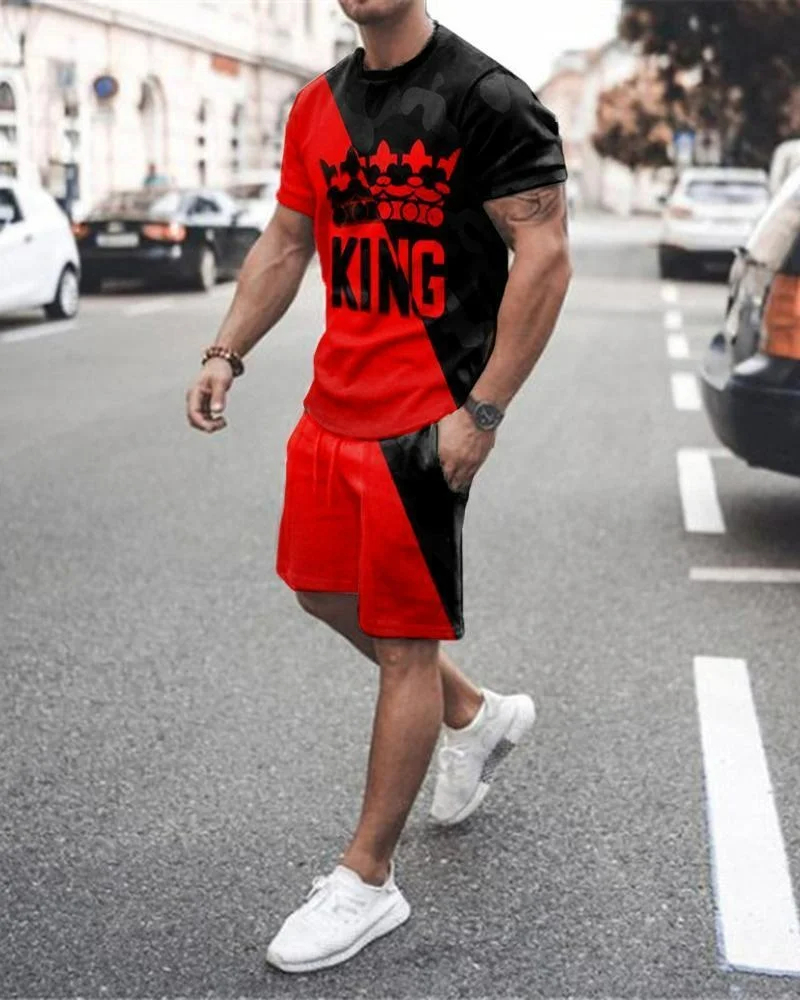 Sommer männer Sets Shorts Outfits Männliche Kleidung Straße T-shirt Zwei Stück 3D Druck Casual Kleidung Übergroßen Oansatz Strand Trainingsanzug