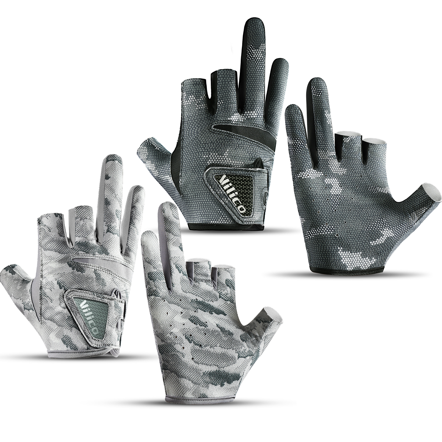 1 par de guantes de pesca para hombres, verano, pesca en carretera, subprotección solar y antideslizante, seda de hielo, transpirable, fino, guantes con corte de tres dedos