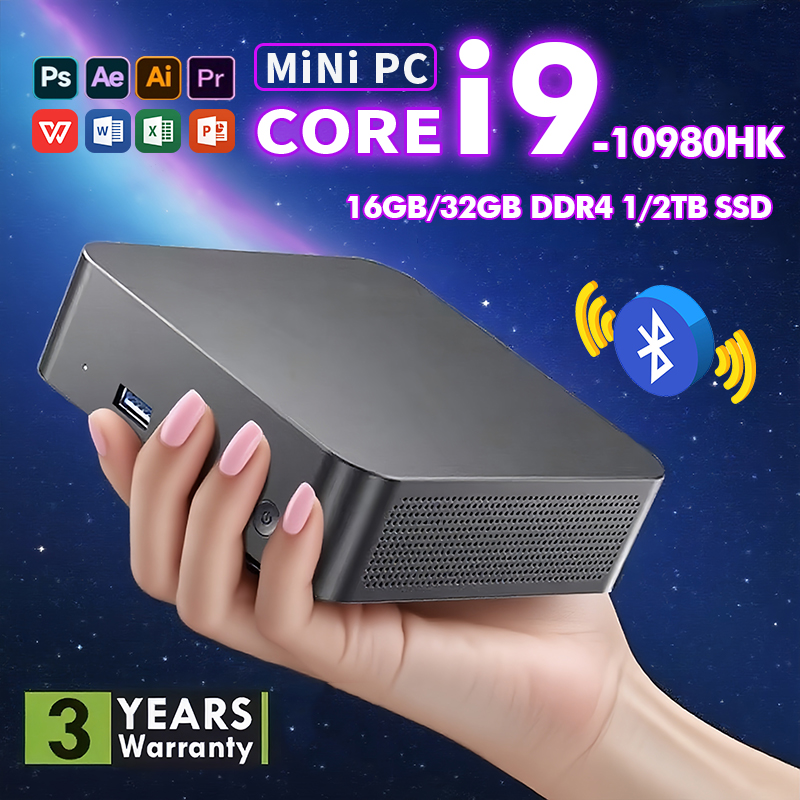 NUEVA Mini PC Portátil 2026 con Core i9-10980HK, Windows 11, 16GB/32GB DDR4, SSD de 1/2TB, WiFi 6, para Juegos y Oficina