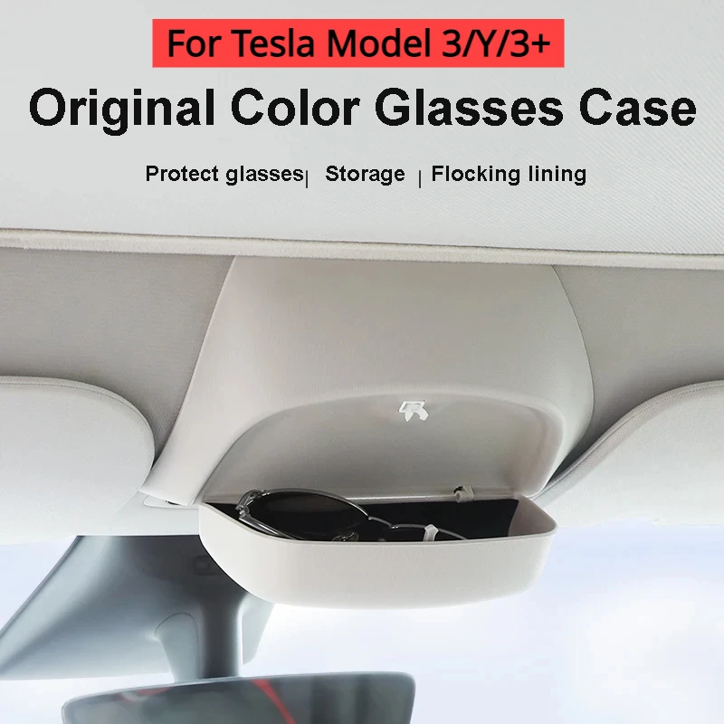 Caixa de óculos de carro para tesla modelo y 3 3 + design original óculos de sol viseira clipe cartão de armazenamento modificação acessórios 2021-2024