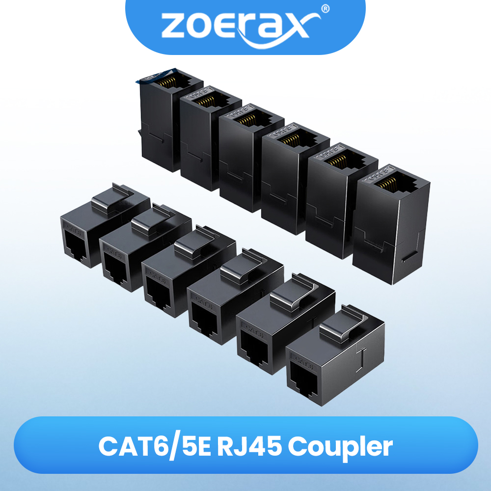 ZOERAX Accoupleur Keystone RJ45 Cat6 Cat5e, prise Keystone Cat6 Cat5e femelle à femelle, insert de coupleur Keystone UTP, noir