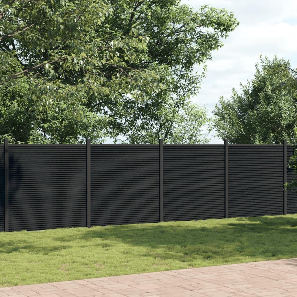 Elemento de valla WPC gris 1737x186 cm Panel de privacidad exterior duradero decoración de jardín