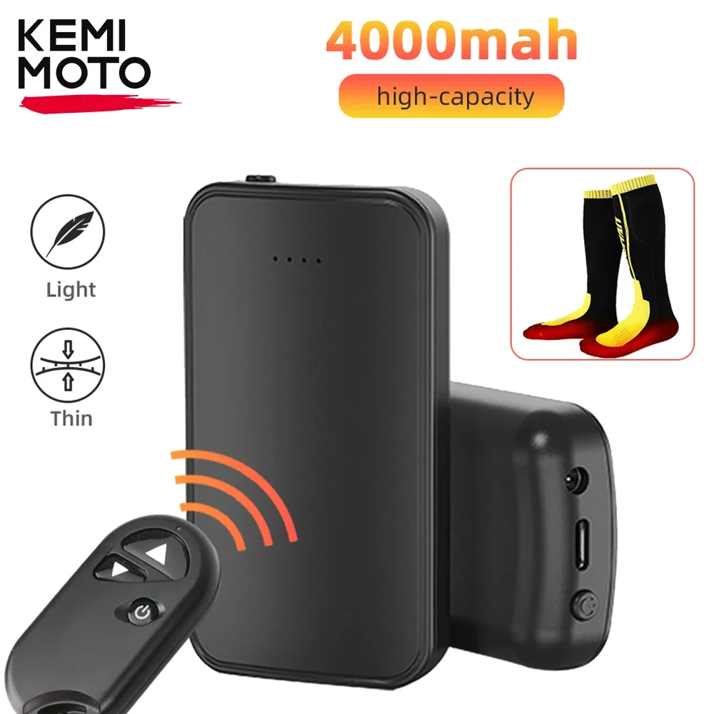 KEMIMOTO 3,7 V 4000 mAh Batterie Fernbedienung für beheizte Socken Handschuhe beheizte Einlegesohle Mini wiederaufladbare Batterien leichte dünne Sicherheit