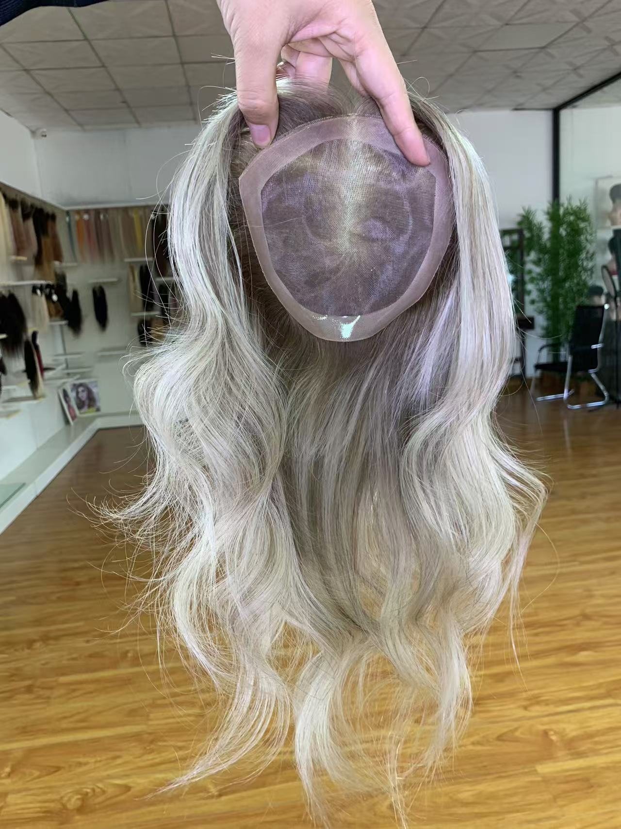 Topper de Cabello Humano Virgen con Base Mono de 6''x6'' para Mujer, con Clips, Peluca de Cabello Humano