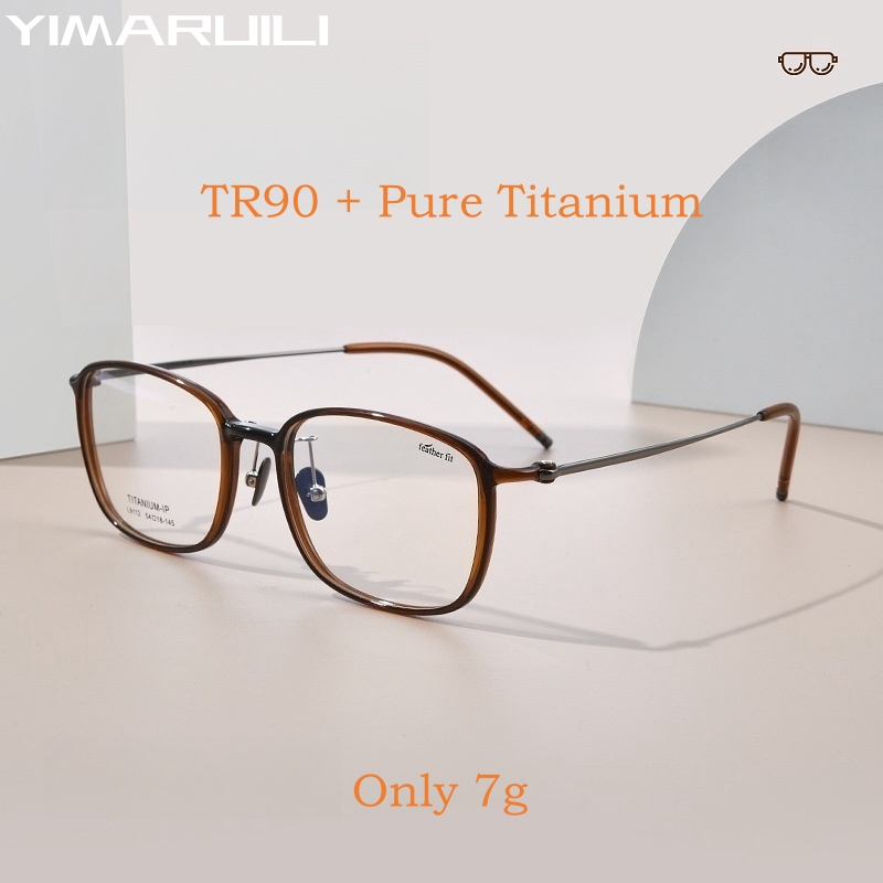 YIMARUILI Ultralichte Mode TR90 Brillen Mannen Puur Titanium Decoratie Retro Ronde Optische Recept Brillen Frame Vrouwen