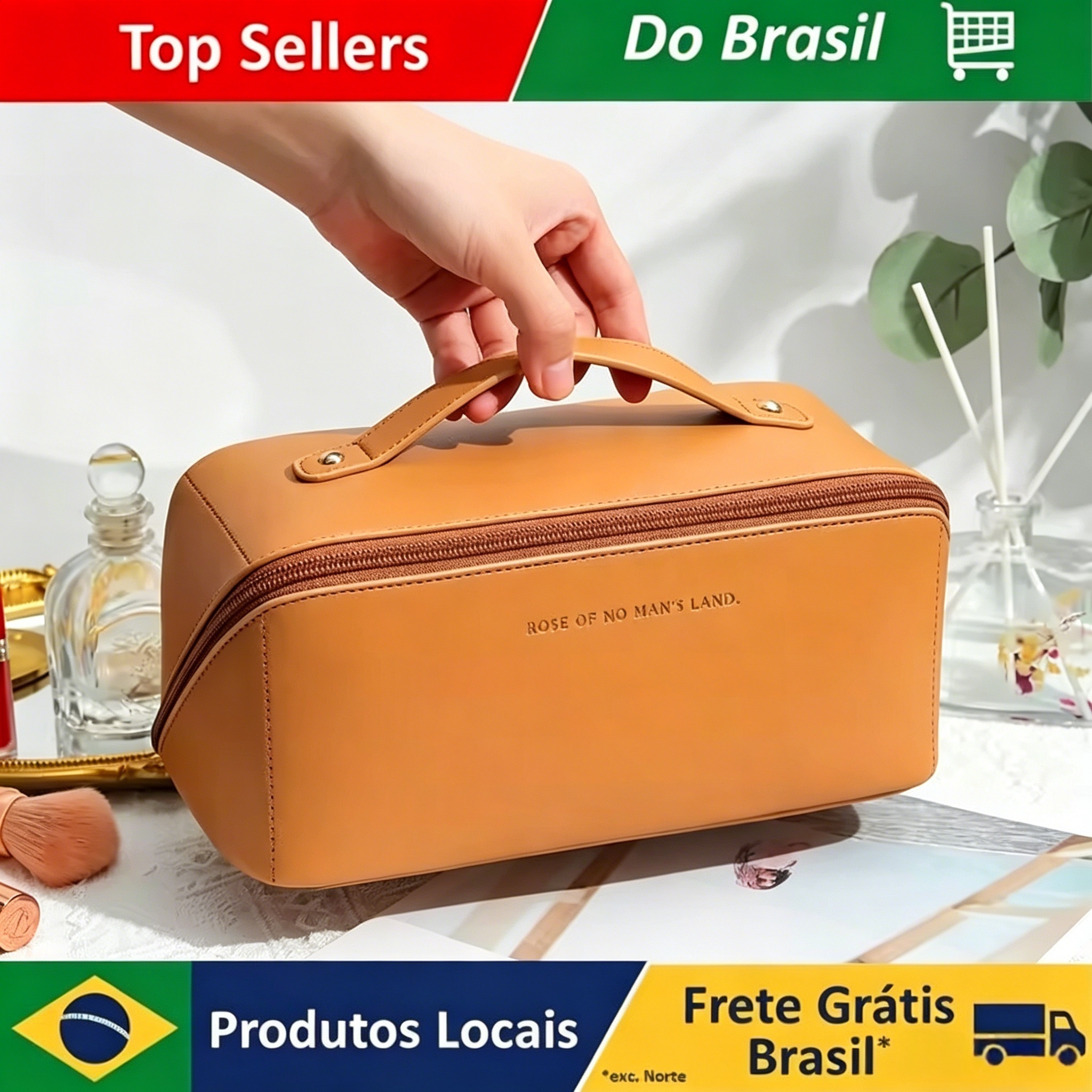 Bolsa Organizadora de Cosméticos Multifuncional com Zíper, Leve, para Viagem, Estojo de Higiene Pessoal, Caixa de Armazenamento de Maquiagem Elegante para Uso Diário