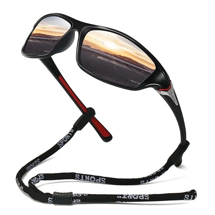 Óculos polarizados com corrente para homens e mulheres, óculos de sol vintage, esportes ao ar livre, ciclismo, escalada, esqui, pesca, óculos UV400