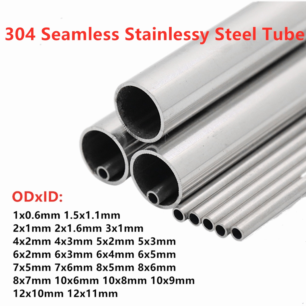 OD1/1.5/2/3/5/6/7/8/10/12mm 304Seamless Stainlessy SteelTube Length 50~500mm Round Capillary Seamless Straight Tube