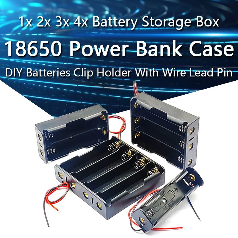 1-10 SZT. Obudowy Power Banku na Akumulatory 18650 1x 2x 3x 4x Pudełko do Przechowywania Baterii 1 2 3 4 Gniazda Uchwyt na Akumulatory z Przewodami i Końcówkami