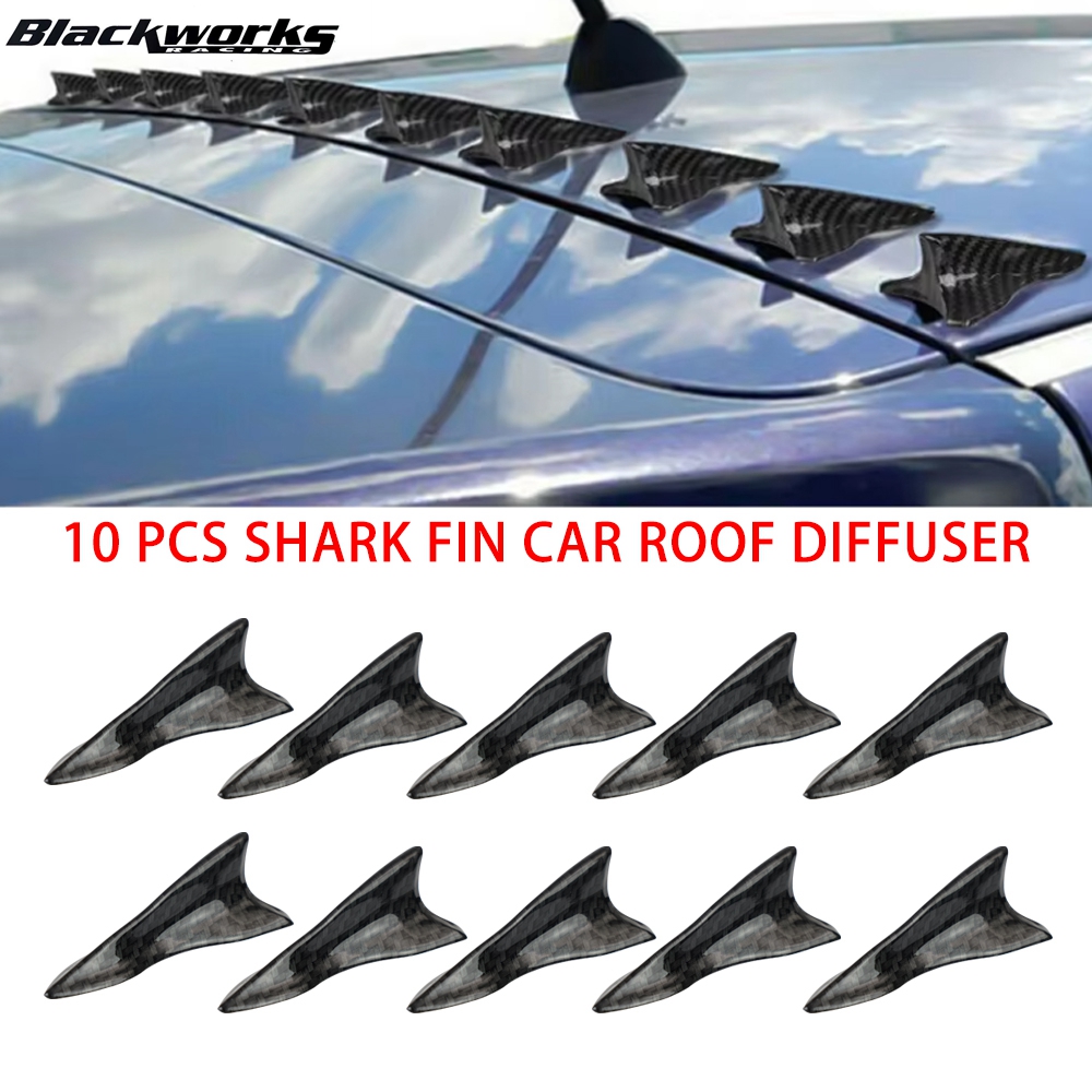 10Pcs Uniwersalny PU Tylny dach Shark Fins Spoiler Wing Kit Samochodowy spojler dachowy Zderzak Spoiler Shark Fin Dyfuzor Vortex Generator