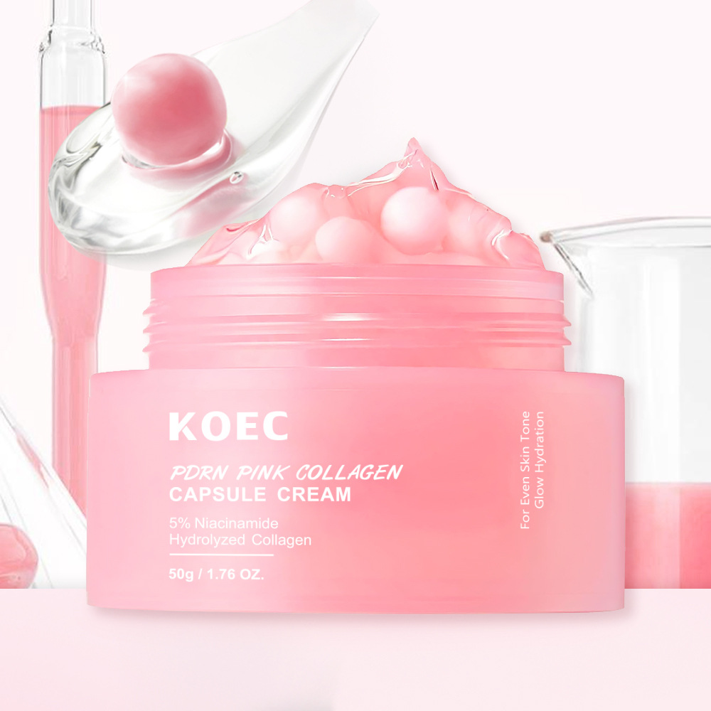 50 г KOEC PDRN розовый коллагеновый капсульный крем против морщин, увлажняющий, светящийся, повышает эластичность, 5% ниацинамид, гидролизованный коллаген