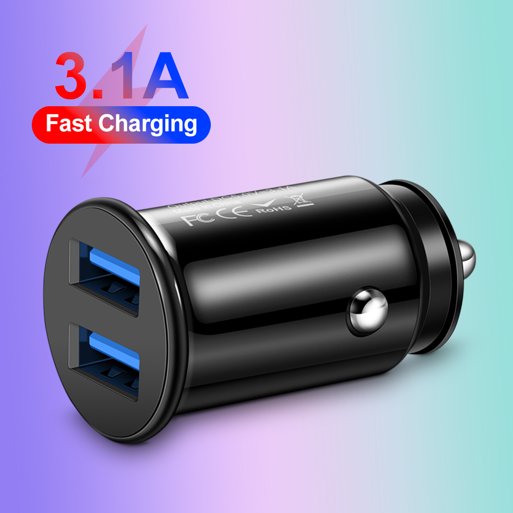3.1A Mini 2-портовое автомобильное зарядное устройство USB, быстрая зарядка типа C PD, адаптер для автоматических зарядных устройств для iPhone, Samsung, Huawei, Xiaomi