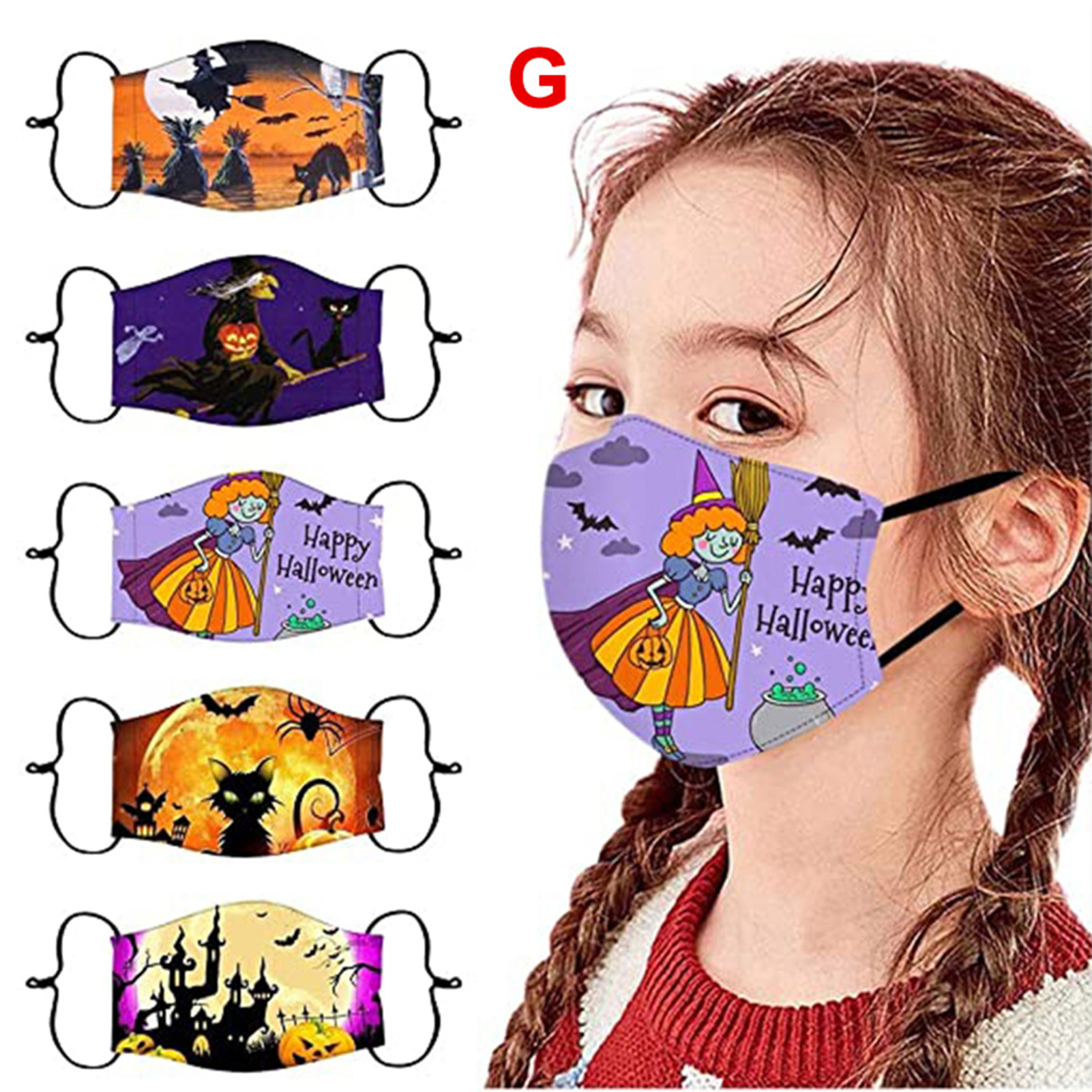 Halloween-Themenmuster, Kindermaske, atmungsaktiv, schönes Design, Kindermaske für Schuljungen und coole Mädchen