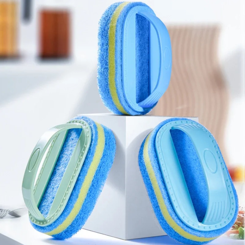 Esponja mágica para limpieza de inodoro, cocina, baño, limpieza de paredes de vidrio, cepillo de baño, mango de esponja, cepillo de limpieza con ranura para ventana de cerámica