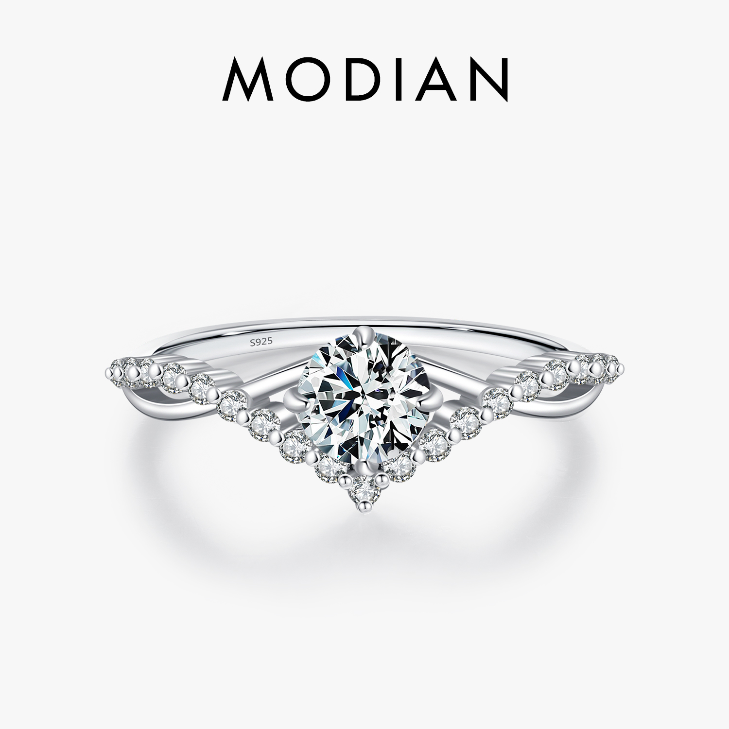 Modifikasi Crown D cincin Moissanite warna, cincin berlian Lab halus 925 perak murni untuk pernikahan pertunangan wanita