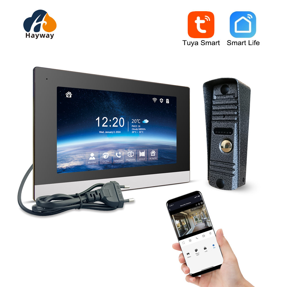 Tuya-timbre inalámbrico con pantalla táctil a color, 1080P, 7 pulgadas, WiFi, cámara, APP inteligente, kit de intercomunicación con detección móvil