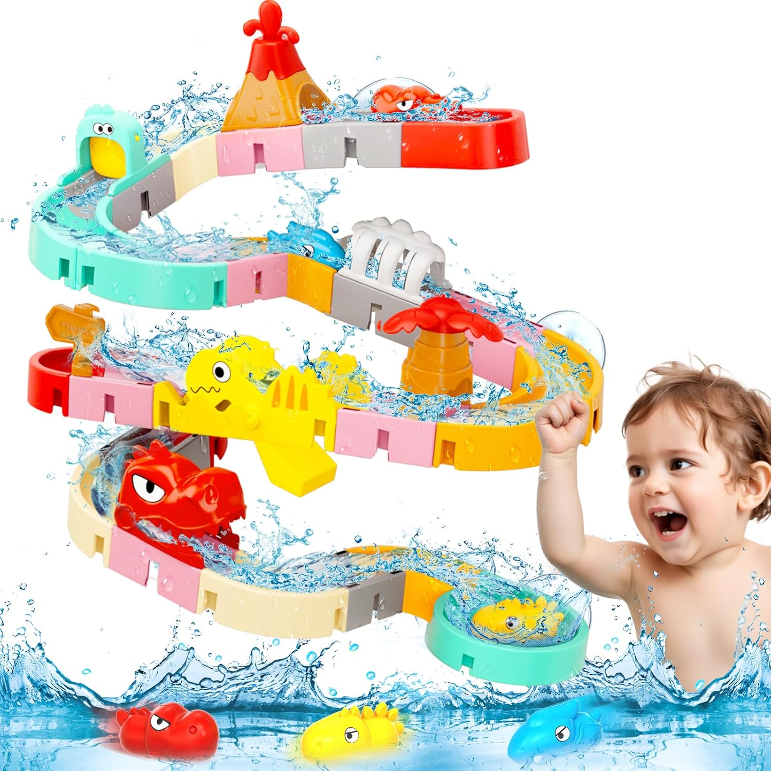 Badespielzeug für Kinder, DIY-Gebäude, Wasserrutsche, Schienen, Badewannenspielzeug, Sprühwasserspielzeug für Kinder, Außenpool, Badewannenspielzeug für Kinder