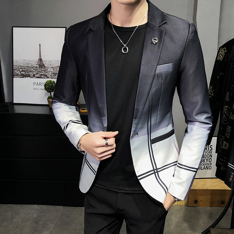Blazer para hombre, Boutique, moda a cuadros, chaqueta de traje informal ajustada para hombre, chaqueta Social de baile para hombre, traje, abrigo, ropa de presentador