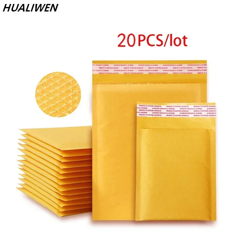 20 sztuk/partia Kopert bąbelkowych z papieru kraft, różne specyfikacje, koperty wysyłkowe, wyściełane koperty wysyłkowe z torbą bąbelkową