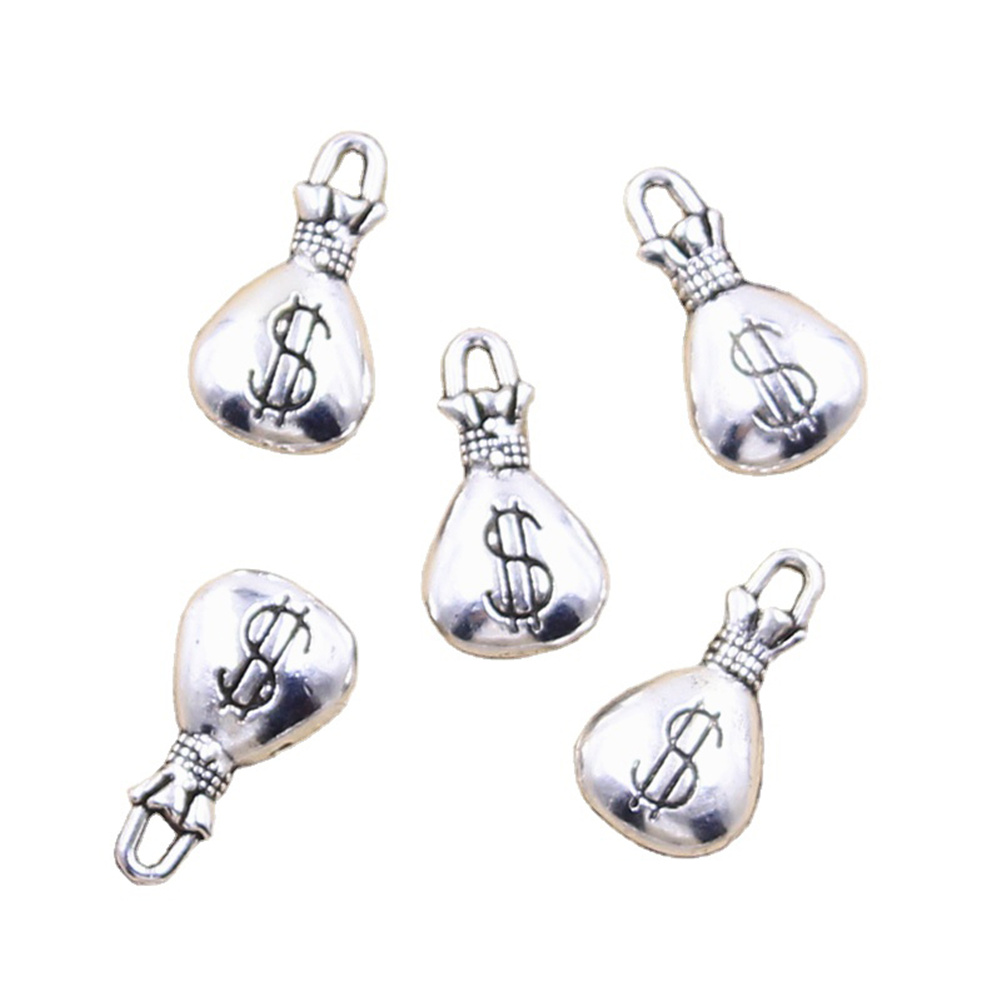 12pcs Charms Wallet Dollar Purse Money 17x9mm Antique Silver Color Pendants Making DIY Handmade Tibetan Finding Jewelry
