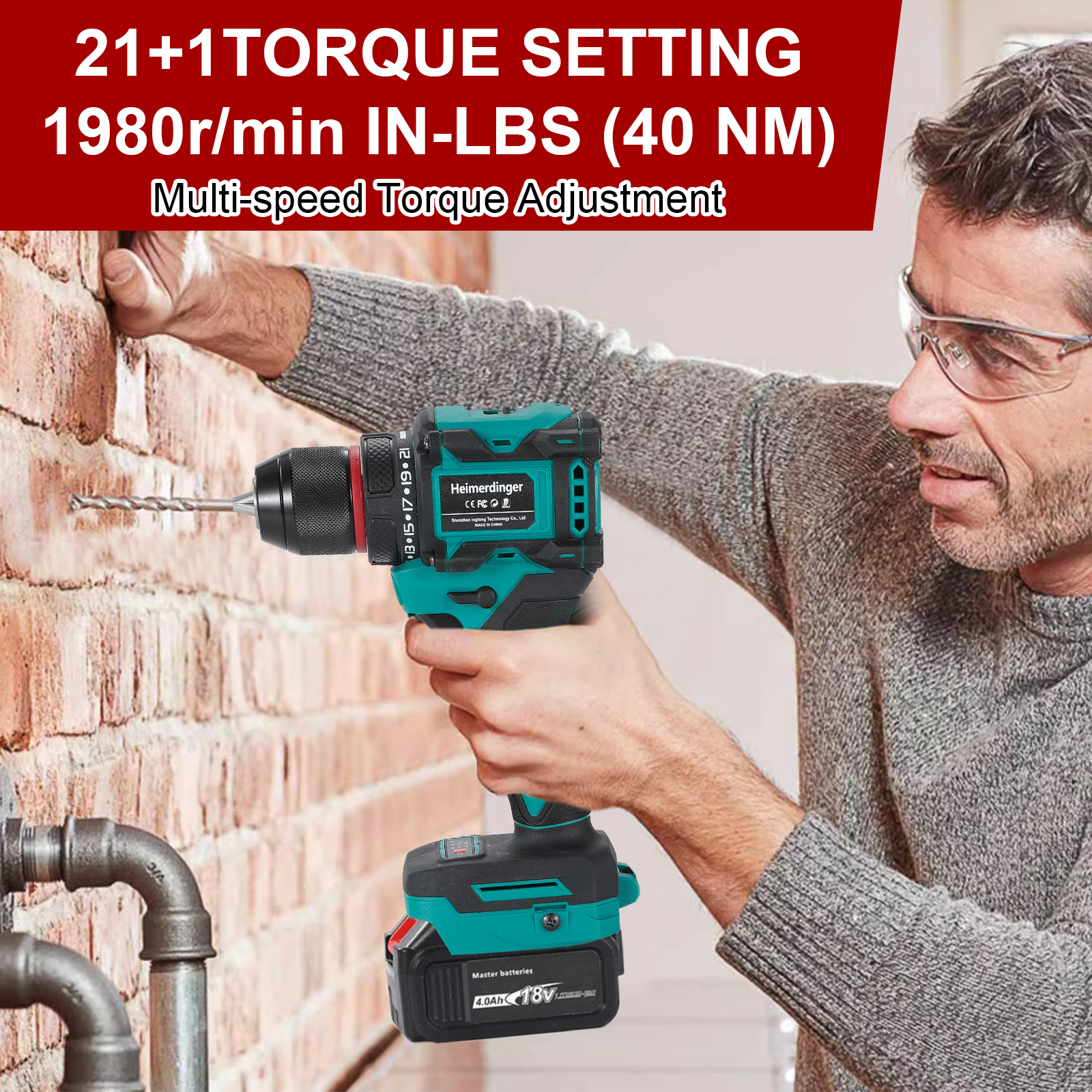 10mm Cordless Brushless Electric Drill 2-Speed Metal Chuck Screwdriver Home DIY Tool For Makita 18V Battery(No Battery)