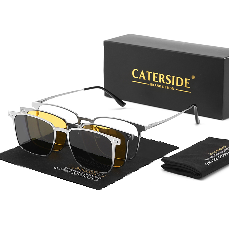Caterside, nuevas gafas de sol polarizadas con montura metálica para hombre y mujer, conjunto de gafas de sol con múltiples lentes, succión magnética, gafas 3 en 1, UV400