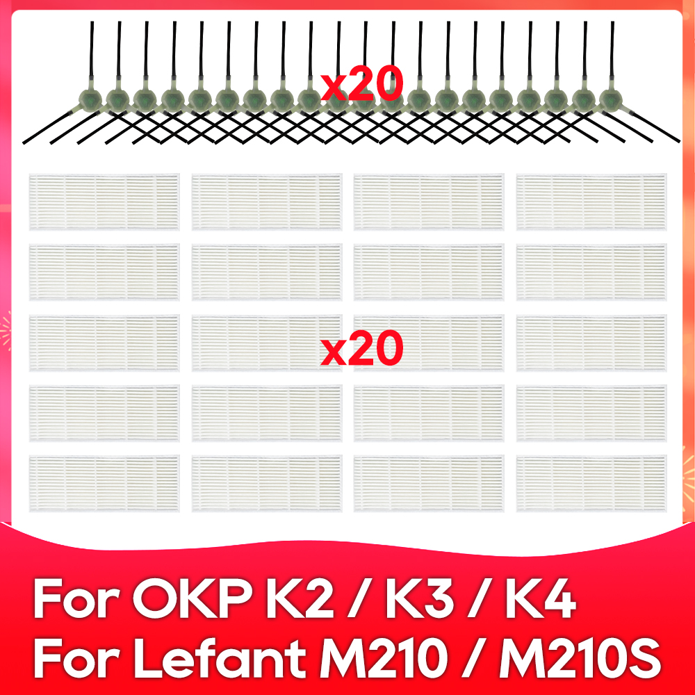 Kompatibel für Lefant M210 / M210S / M210B / OKP K2 / K3 Roboter Vakuum Ersatzteile Zubehör Seiten bürste Hepa Filter