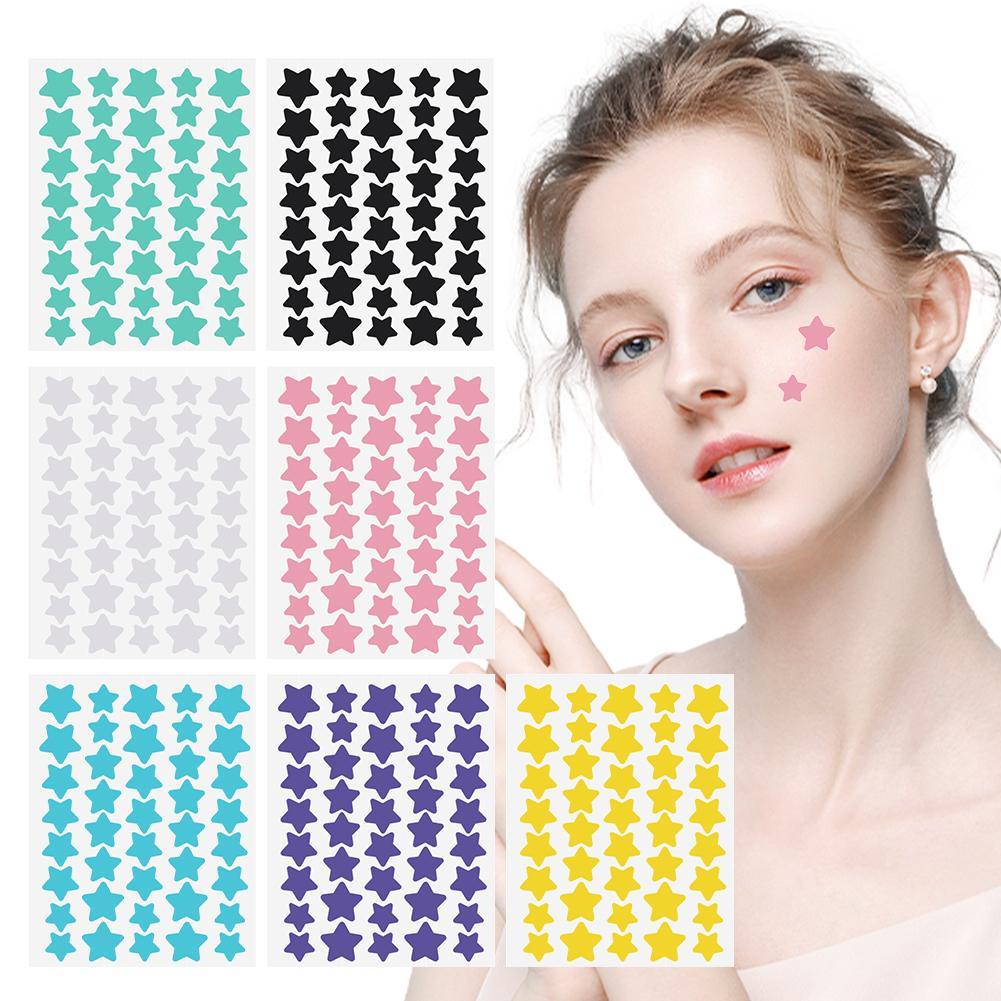 40 parches coloridos para espinillas de PE en forma de estrella, pegatinas bonitas y invisibles para cubrir espinillas para eliminar espinillas